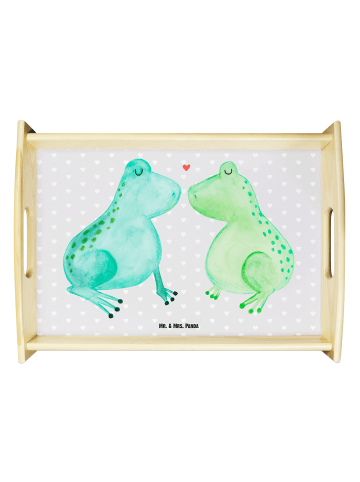 Mr. & Mrs. Panda Holztablett Frosch Liebe ohne Spruch in Grau Pastell