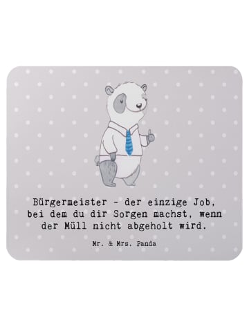 Mr. & Mrs. Panda Mauspad Bürgermeister Job mit Spruch in Grau Pastell