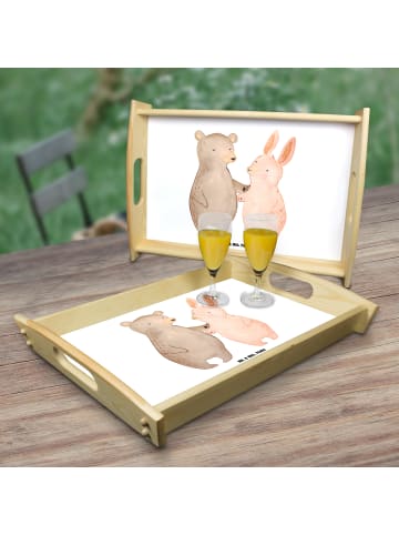 Mr. & Mrs. Panda Serviertablett Bär und Hase Umarmen ohne Spruch in Weiß