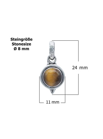 mantraroma 925er Silber - Ketten (L) 11 x (B) 24 mm mit Tigerauge