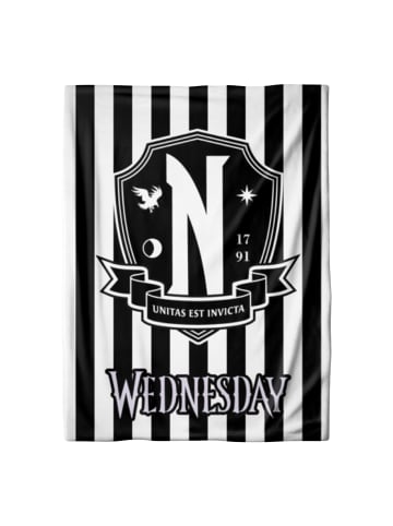 MTOnlinehandel Wednesday Kuscheldecke "Nevermore Academy" in Schwarz/ Weiß/ Flieder