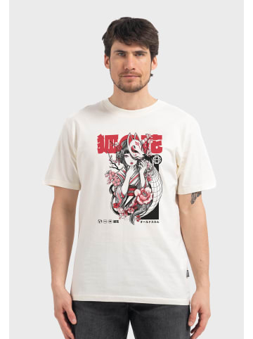 OLDSKULL T-Shirt Asian Kitsune Shadow Graphic in Off White