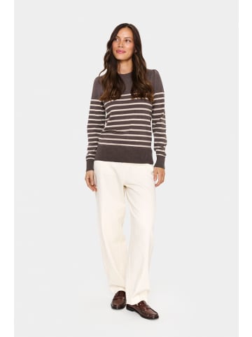 SAINT TROPEZ Strickpullover MilaSZ Gerade Passform in Mink Gray Morn Shimmer Stripe