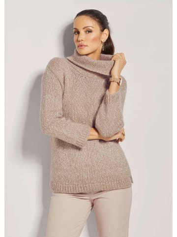 MADELEINE Rollkragen-Pullover mit 3/4-Arm in cappuccino / wollweiß / melange