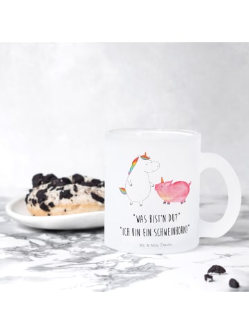 Mr. & Mrs. Panda Tee Tasse Einhorn Schwein mit Spruch in Transparent