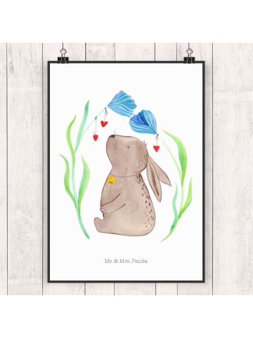 Mr. & Mrs. Panda Plakat Hase Blume ohne Spruch in Weiß