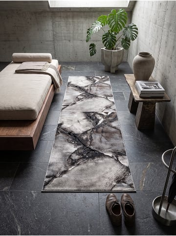 KADIMA DESIGN Teppichläufer Abstrakt pflegeleicht Wohnzimmer Schlafzimmer Flur in Grau