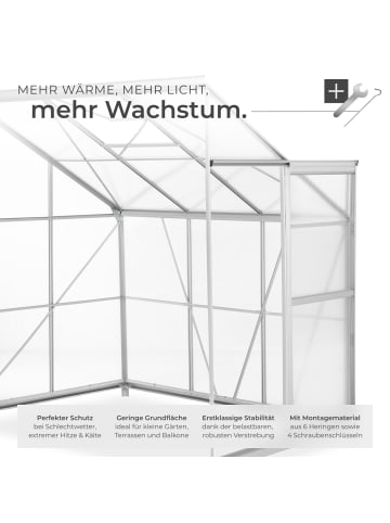 tectake Anlehngewächshaus aus Aluminium mit Fundament 192x128x202cm