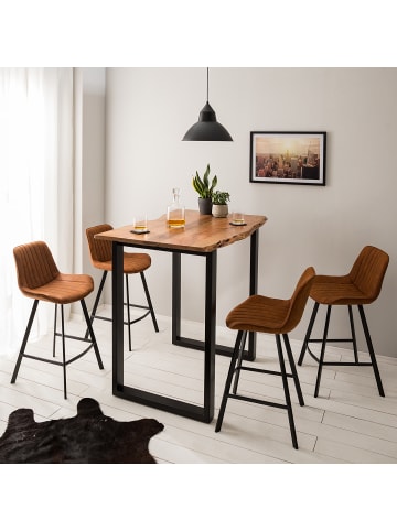 home24 home24 Barstuhl 2er-Set aus Microfaser & Metall in Braun, 51 x 95 x 52 cm in Braun