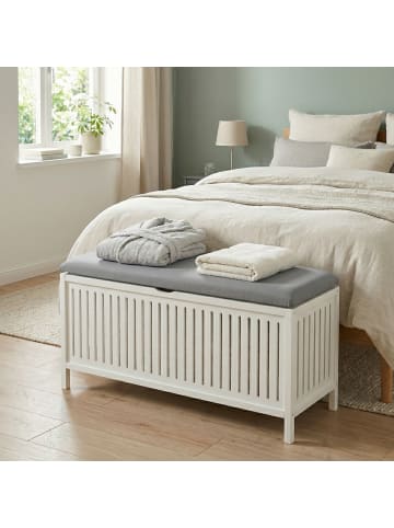 relaxdays Wäschekorb in Weiß/ Grau - (B)100 x (H)50 x (T)38 cm