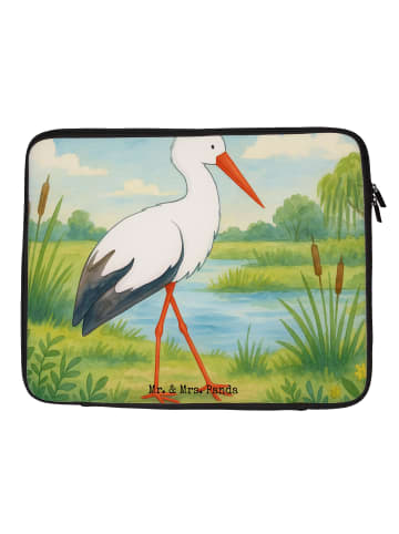 Mr. & Mrs. Panda Laptop Tasche Storch Design ohne Spruch in Weiß