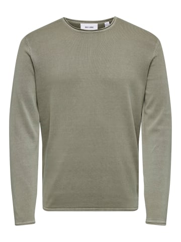 Only&Sons Lässiger Feinstrick Pullover Washed Design Rundhals Sweater in Schwarz-Weiß