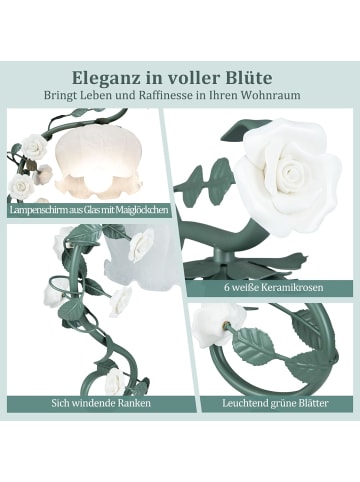 COSTWAY Blume Tischlampe Nachttischlampe in Grün