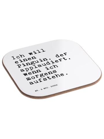Mr. & Mrs. Panda Bierdeckel Ich will einen Pinguin,... mit Spruch in Weiß