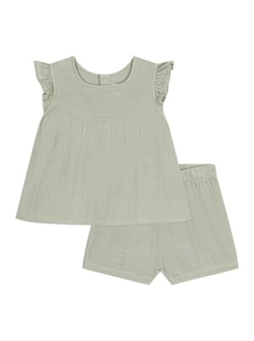 PETIT BATEAU 2-tlg. Set Musselin-T-Shirt Flügelarm und -Shorts in Grün