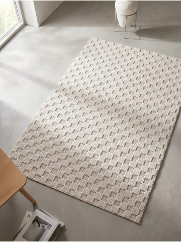 KADIMA DESIGN Flachgewebe-Teppich Schachbrett Grafisch Modern Pflegeleicht in Creme