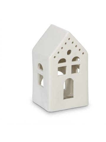 relaxdays Teelichthaus in Weiß - (B)6,5 x (H)12 x (T)6 cm