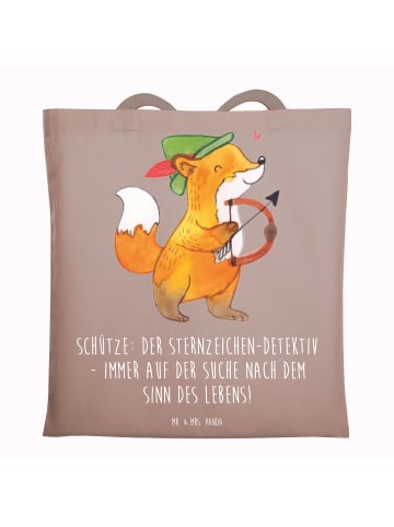 Mr. & Mrs. Panda Tragetasche Schützenblick mit Spruch in Braun Pastell