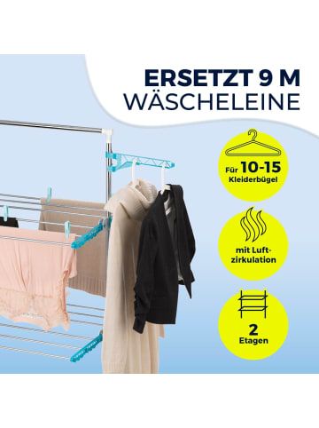 EASYmaxx Wäscheständer elektrisch 17W weiß/türkis mit Trocknerfunktion  Weiß