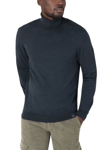 Timezone Rollkragenpullover Rippstrick Ellenbogen-Patch in Dunkelblau