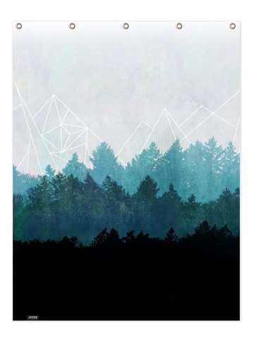 Juniqe Duschvorhang "Woods Abstract" in Blau & Cremeweiß