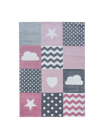 KADIMA DESIGN Teppich Kinder Herz Sterne saugroboter Kurzflor Kinderzimmer