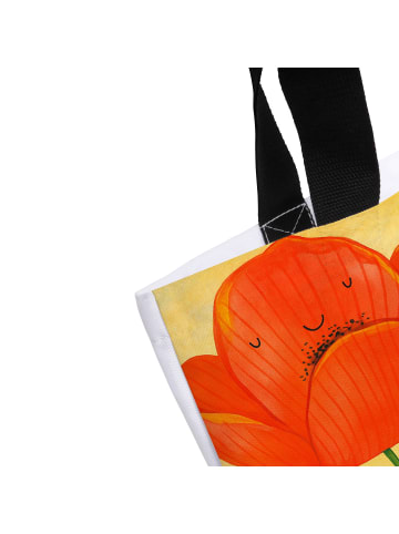 Mr. & Mrs. Panda Strandtasche Blume Mohnblume Design mit Spruch in Weiß