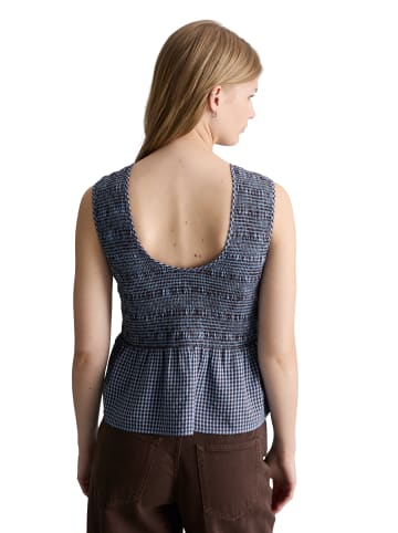 Marc O'Polo DENIM Gesmoktes Seersucker-Peplum-Top slim in Light Blue