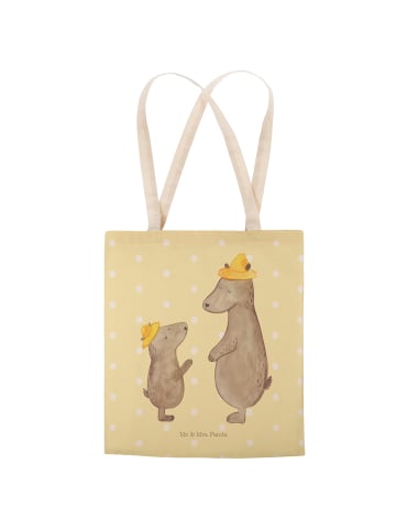 Mr. & Mrs. Panda Tote Bag Bären mit Hut ohne Spruch in Gelb Pastell