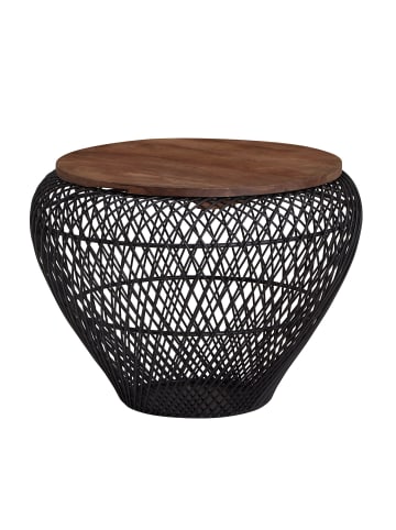KADIMA DESIGN Couchtisch Massiv | Mango/Metall, 60x60cm, Schwarz, Stauraum in Schwarz