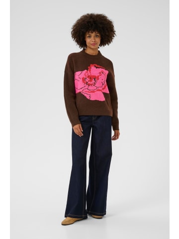 CULTURE Strickpullover CUbliss Loose fit in Brown Melange Pink Flower