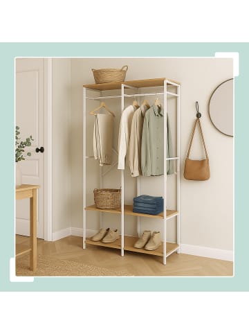 relaxdays Garderobe in Weiß/ Natur - (B)94,5 x (H)180 x (T)40 cm