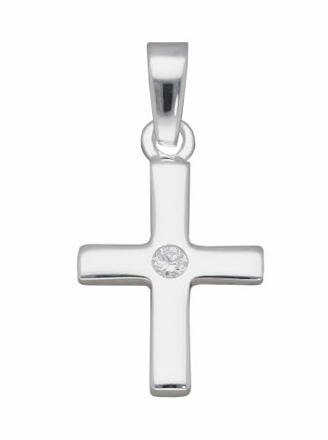 Adeliás 925 Silber Kreuz Anhänger mit Zirkonia in silber