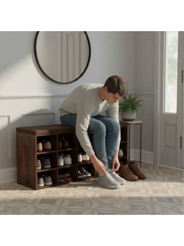 relaxdays Schuhbank in Dunkelbraun - (B)105 x (H)48 x (T)30 cm