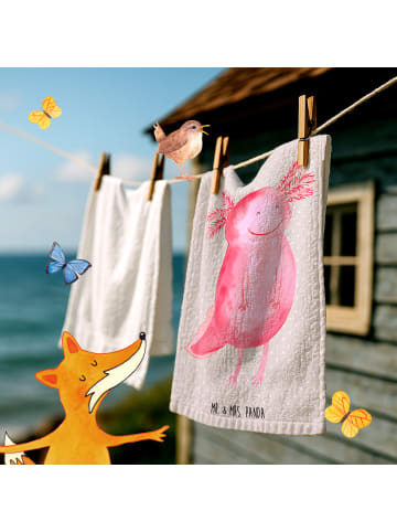 Mr. & Mrs. Panda Gästehandtücher Axolotl Glücklich ohne Spruch in Grau Pastell