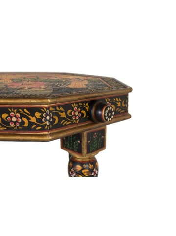 Giner y Colomer Achteckiger Beistelltisch aus Mangoholz mit handgemalten Details in Multicolored