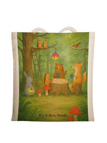 Mr. & Mrs. Panda Tasche Waldtiere Picknick Design ohne Spruch in Weiß
