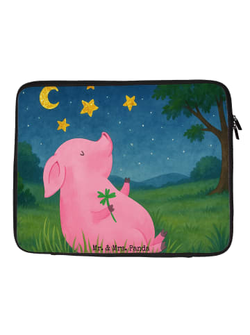 Mr. & Mrs. Panda Laptop Hülle Schwein Glück Design ohne Spruch in Weiß