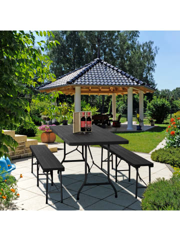 relaxdays Gartentisch in Schwarz - (B)180 x (H)73 x (T)74 cm