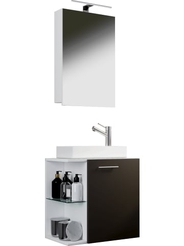 VCM  3-tlg Gäste WC Waschplatz Waschtisch Hausa Schrank in Weiß / Anthrazit