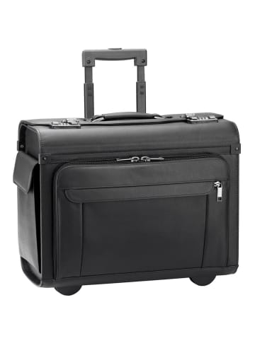 D&N Business & Travel Pilotenkoffer Trolley Leder 46 cm Laptopfach in schwarz