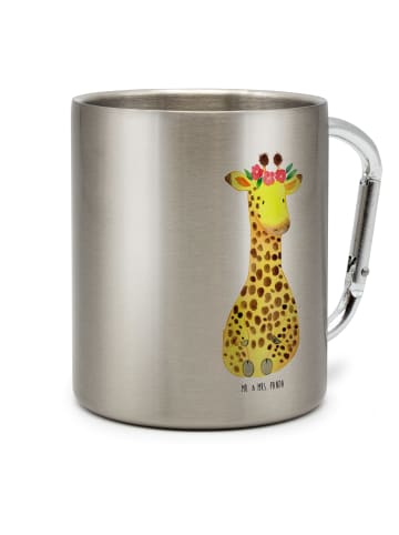Mr. & Mrs. Panda Edelstahltasse Giraffe Blumenkranz ohne Spruch in Silber