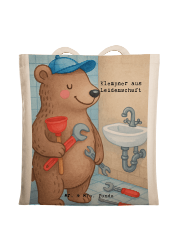 Mr. & Mrs. Panda Uni Tasche Klempner Leidenschaft Design mit Spruch in Weiß