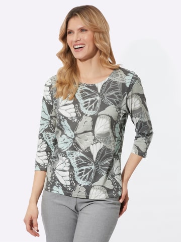 Sieh an! 3/4-Arm-Shirt in grau-kalkmint-bedruckt
