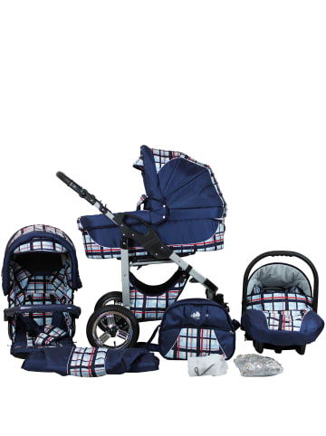 Bergsteiger 10tlg. Set: Kombi Kinderwagen "Capri" in Blau/Gestreift