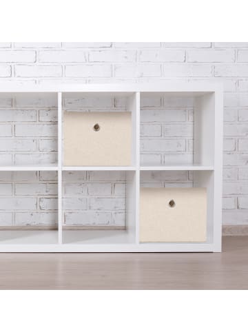 relaxdays 2 x Aufbewahrungsbox in Beige - (B)20,5 x (H)16 x (T)25 cm