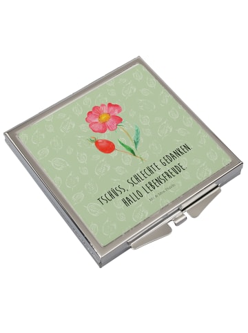 Mr. & Mrs. Panda Kosmetikspiegel Blume HageRundunge mit Spruch in Blattgrün