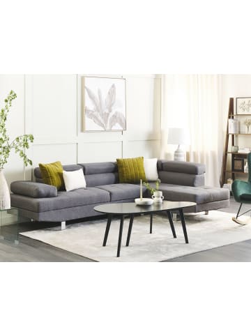 Beliani Ecksofa NORREA in Grau/Silber - (W) 262 x (H) 85 x (L) 169 cm