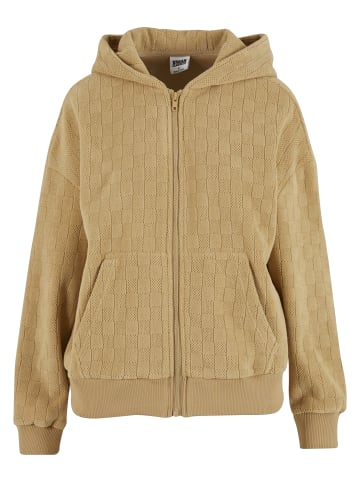 Urban Classics Urban Classics Ladies Jacquard Velvet Oversized Zip Hoody in unionbeige