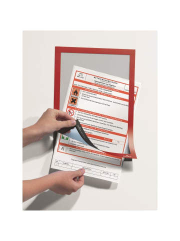Durable Magnetrahmen Duraframe selbstklebend A4 rot Packung mit 2 Stück